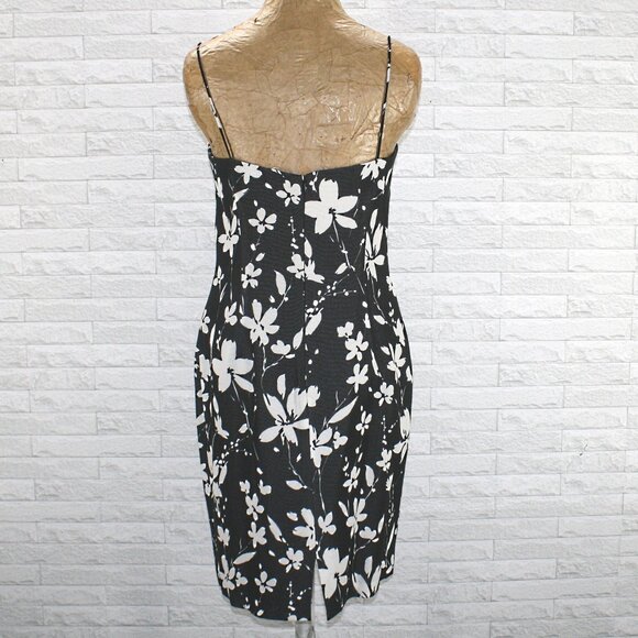 VINTAGE J. RIBKOFF COUTURE Dress Sheath Black White Dimensional Floral Midi 10 - Picture 5 of 12